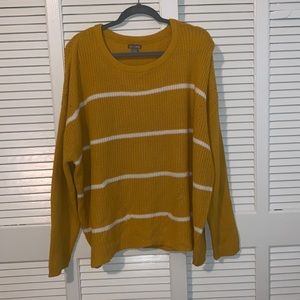 🌈Mustard Yellow Sweater with White Stripes